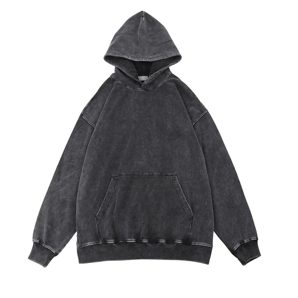 2025 Less Heavyweight Vintage Hoodies With Pockets Quick Dry Fleece Oversized Blank Acid Wash Hoodies OEM Customized Breathable