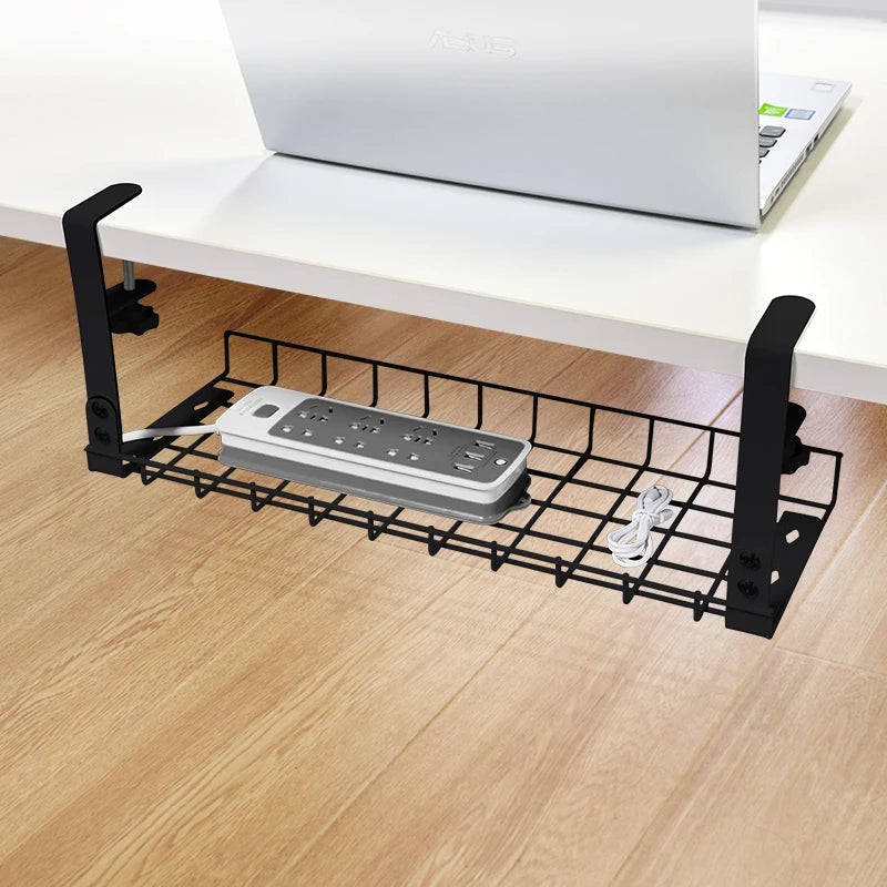No Drill Wire Mesh Trays Under Desk Cable Management Tray Storage Rack