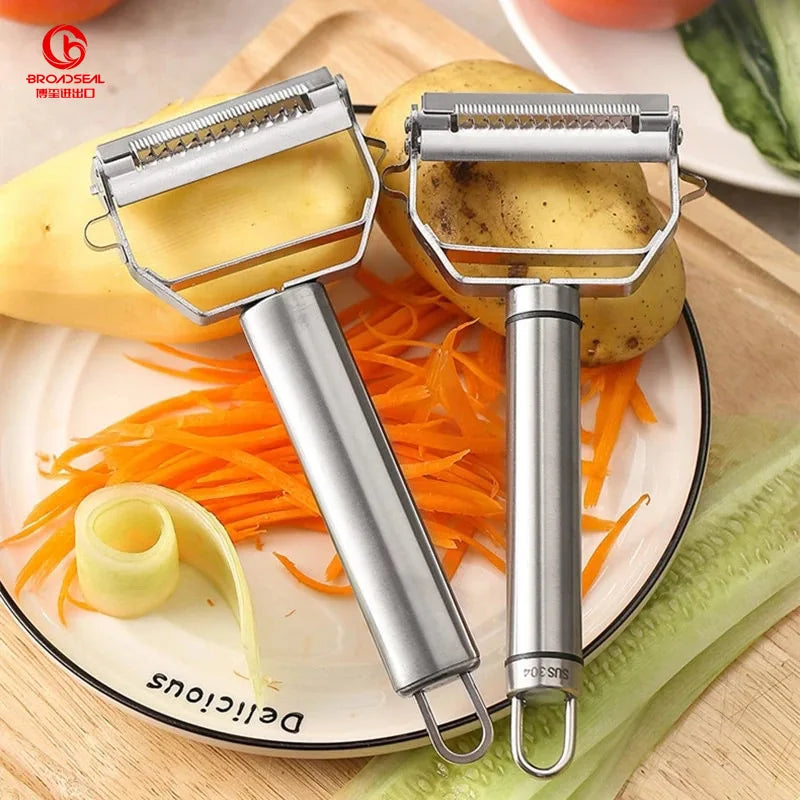 Smart Household Stainless Steel Double-Sided Peeling Knife Double-Action Melon Apple Potato Vegetable Shaver for Kitchen Use
