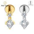 ASTM F136 Titanium 16G Square & Round CZ Labret Stud Helix Conch Cartilage Earring Tragus Stud Piercing Body Jewelry
