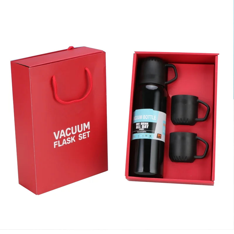 Personalized Man Gift Box Set with Double Wall Vacuum Thermos Flask and 3 Cups