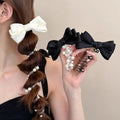 PFT Sweet Bowknot Bead Plastic Phone Line Hair Loop Women's Bubble Braid Good Elasticity Horsetail Braiding 8cm Daily Use MegaBDM