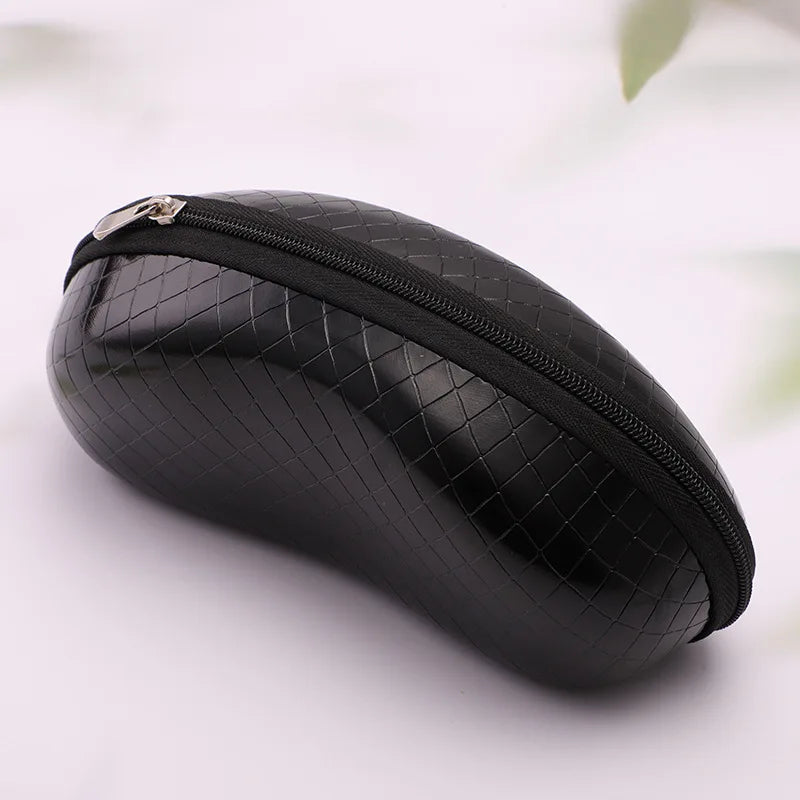 High End Simplicity square Pressure-resistant Practical Leather Sunglasses case Portable Black Zipper Eyeglasses Cases Bags