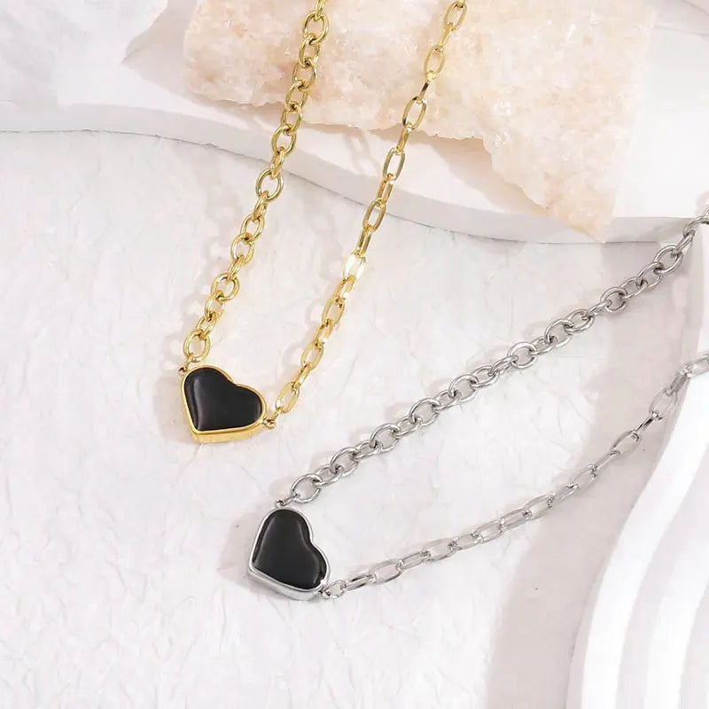 Fashion 3 Piece Girls Ladies Gift Set  European Style Heart Shape Drop Oil Simple Bracelet Pendant Necklace Earrings Jewelry Set