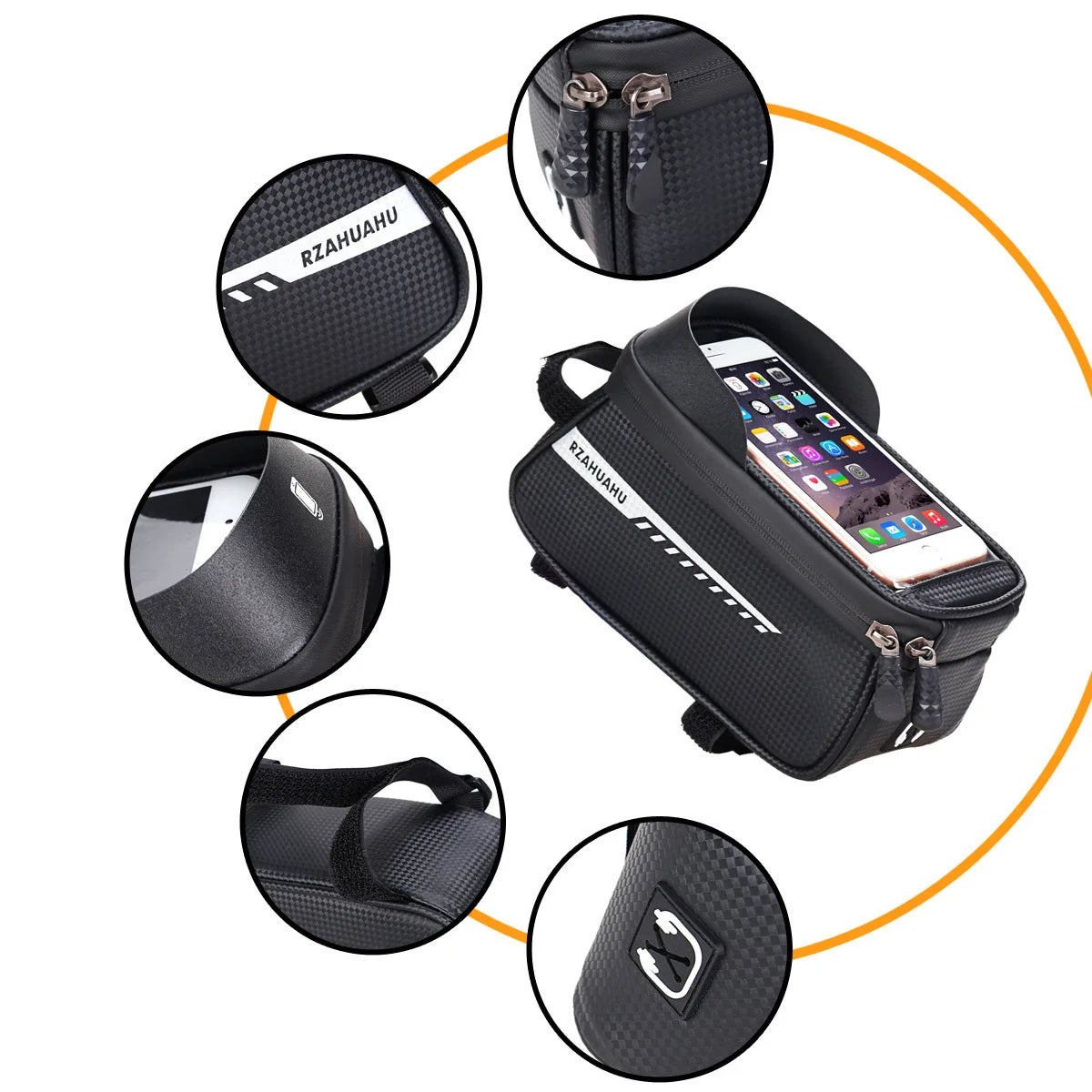 Bicycle Bag Accessories Tool Storage Front Mount Waterproof Bike Bags Frame Mobile Phone Holder