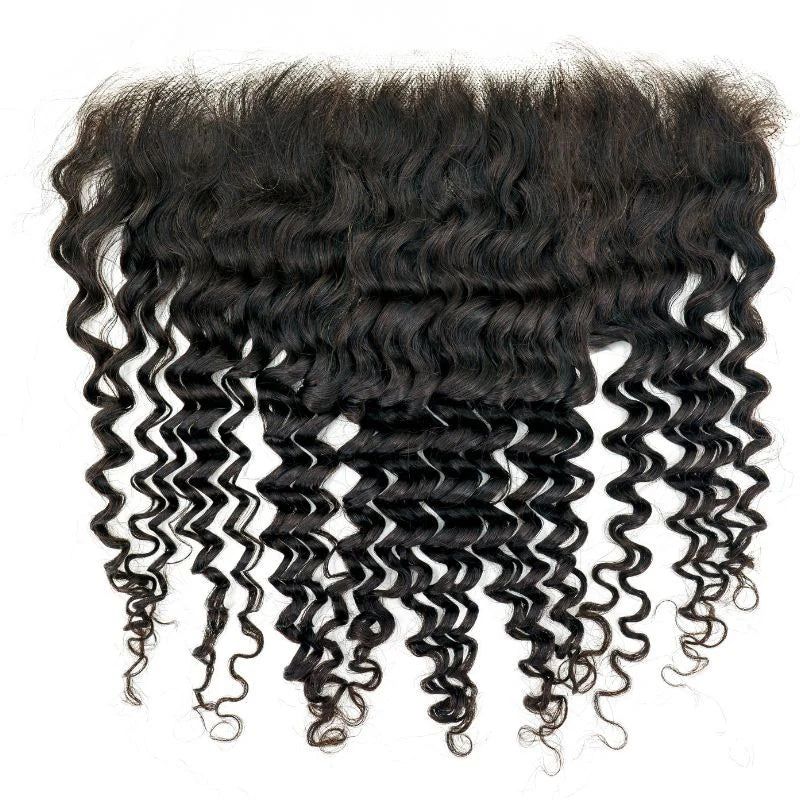 CLJhair Hair Deep Wave Curly Cuticle Aligned Super Natural Real Thin 13x6 Hd Lace Closure With Bundles
