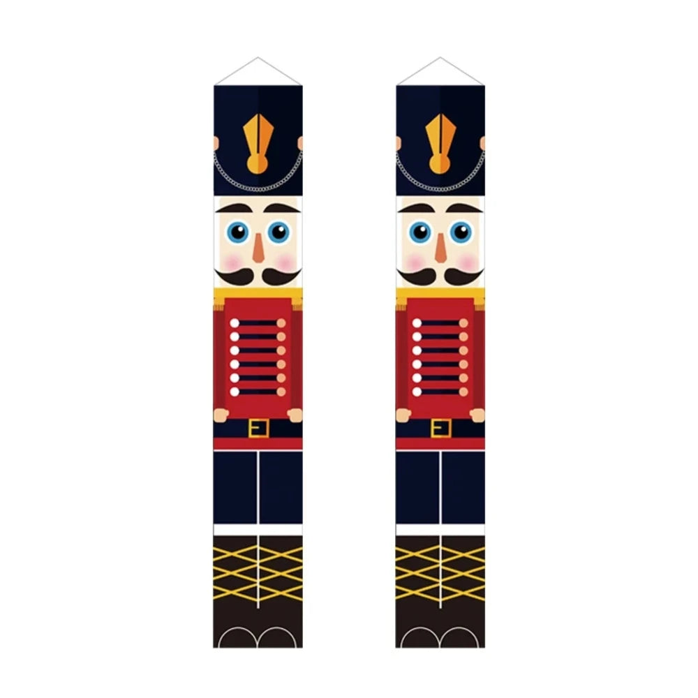 Christmas Nutcracker Banner Custom Full Color Durable Aluminum Pre-assembled Hanging Door Couplet Xmas Party Decorations