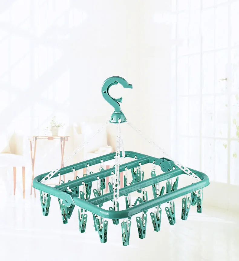 Fashion Latest Selling Household Supplies Portable 32 Clips Clothes Socks Drying Rack Clips Hanger