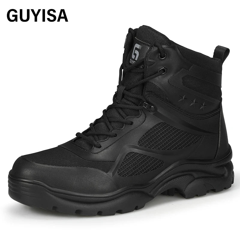 GUYISA Protective Work Boot Casual Trainers Steel Toe Breathable Black Shoes Safety Shoes MegaBDM