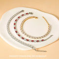 18K Gold 361L Stainless Steel Tennis Bracelet Waterproof Full Colour Red Green Zircon Fashionable Electroplating Tennis Bracelet