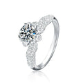 XJA001 New Trendy White Gold Plated 925 Sterling Silver High Quality 1ct 6.5mm Moissanite Engagement Flower Shape Rings