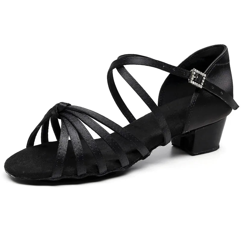 Women's High Heel Latin Dance Training Shoes Satin Gymnastics Shoes for Adults Indoor Training
