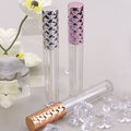 New Luxury 3ml Lip Gloss Tubes Empty Luxury Shiny Metal Plating Cosmetic Container Plastic Lipstick with Grid Cap Packaging