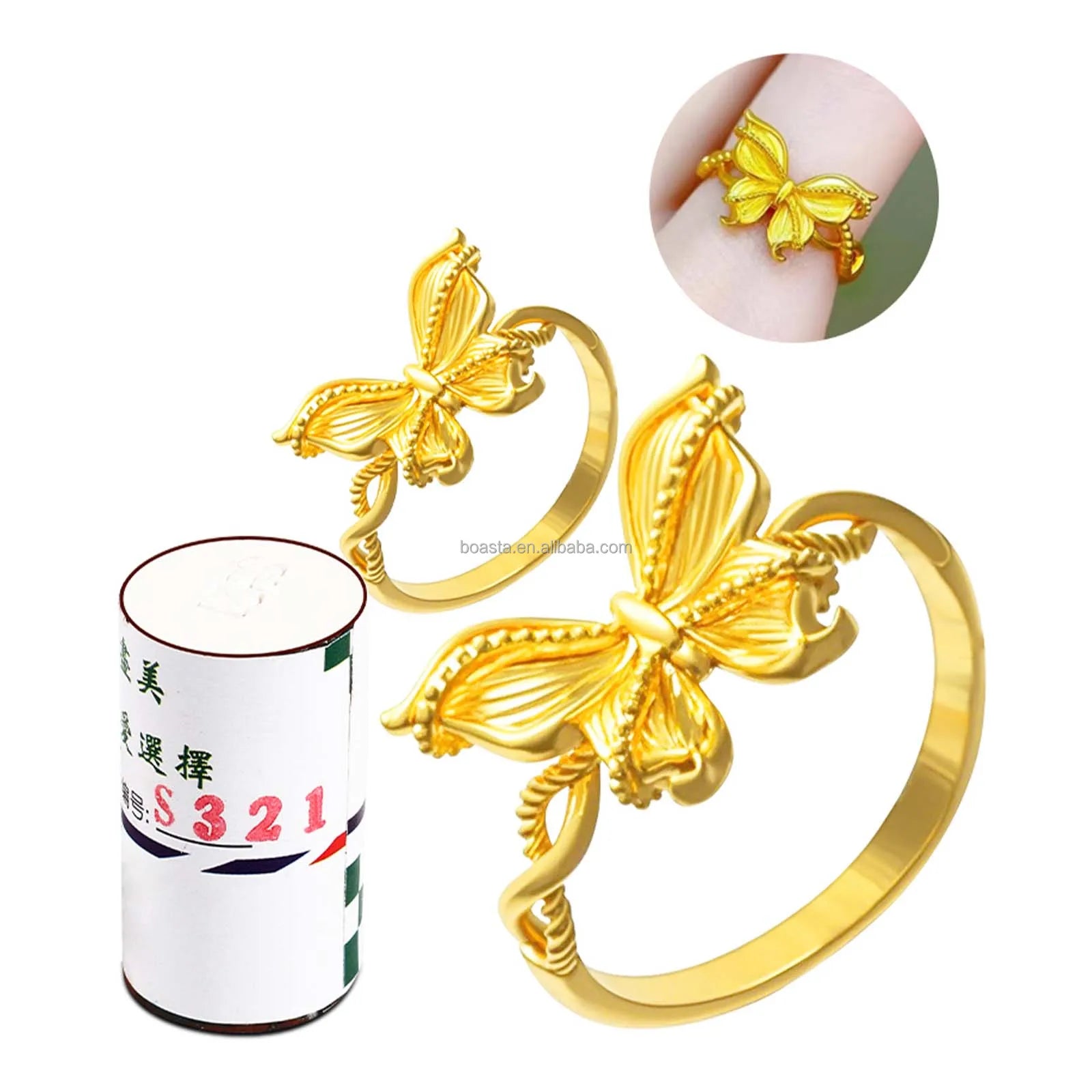 Boasta Jewelry Ring Plaster Mold Butterfly Design Casting Mold for Gold Making Multiple HK Sizes 10/12/14/16/18/20/22/24