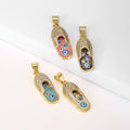 QIKU Wholesale Gold Plated Shoe Decorations Evils Eye Charms with Cubic Zirconia Cute Funny Trinket Charms for Jewelry Making