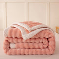 Hot Selling Polyester Modern Soft Hotel Bedding Sofa Home Decor Solid Color Bubble Flannel Throw Blanket for Gift