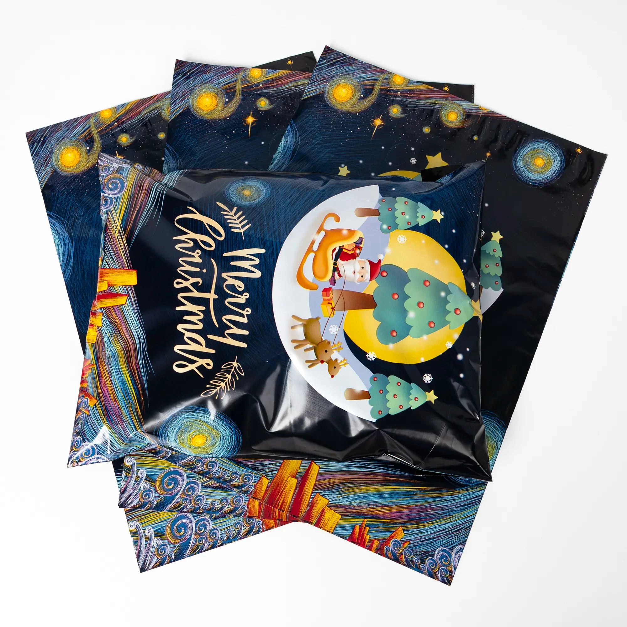 Manufacturer Factory Supplier Multicolor Custom Christmas Claus Printed Poly Bubble Mailers Cute Holiday Envelopes Bag