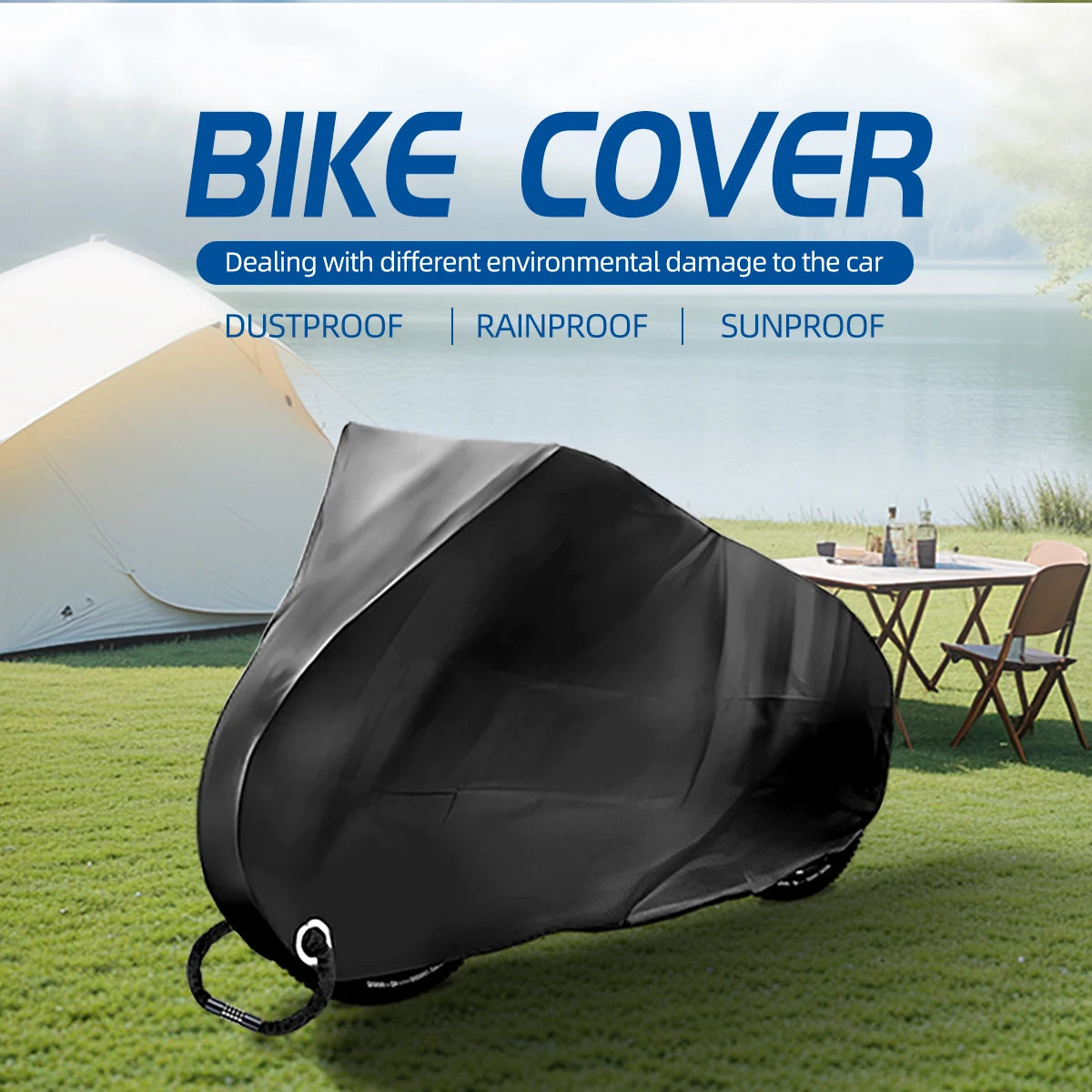 Waterproof Outdoor Bike Cover for Kids' BMX Electric Bicycles Sun UV Dust Wind Proof Lock Hole Made Durable Polyester for