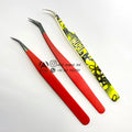 Red & Black Stainless Steel Eyelash Tweezers Sustainable Pointed Tip Lash Extension Tweezers Colorful Practical Tools