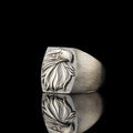 High Quality 925 Sterling Silver Men's Wedding Ring Custom Logo Classic Eagle Design Emerald Main Stone Bezel Setting Party