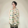 Korean Style Women Cotton Thick Muffler Hijab Scarf for Women Thanksgiving Animal Dog Print Scarf Fringed Shawl 180*70cm
