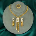 Dubai Gold Plated Bridal Jewelry 21k Gold Plated Luxury Zircon Women Necklace 3pcs Set for Hip Hop Style Party Wear MegaBDM