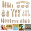 Children's DIY Graffiti Natural Wood White Blank Small Wooden Figures Paintable Wooden Dolls for Boys and Girls