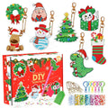 LS 9/15pcs DIY Diamond Painting Printed Christmas Keychain Pendant Christmas Gift Cartoon Santa Claus Snowman Embroidery Keyring