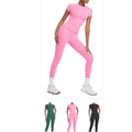 China Bangladesh Factory Price OEM Customized Logo Embroidery Womens Round Neck Sports Yoga Running Fitness Tight Wear Set
