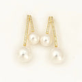 Fenyi Wholesale Jewelry French Fashion Exquisite Geometric Copper Inlaid Zircon Pearl High-end Silver Needle Earrings for Women