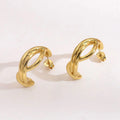 Hollow Geometric Wave Pattern Punk Hoop Earrings 18K Gold Plated Stainless Steel Vintage Jewelry Studs Earrings for Gift