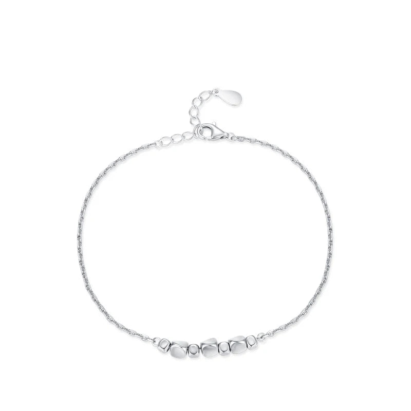 SL1667 925 Sterling Silver Fashion Geometric Square Bracelet Adjustable Chain Link for Women Girls Party Fine Jewlery