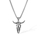 European American Style Stainless Steel Cow Skull Pendant Retro Trend Fashion Chains Necklaces for Hip Hop Street Fashion
