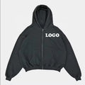 Vintage Acid Wash Hoodie for Men Custom Zipper Cropped Full Zip up 100% Cotton French Terry Jacket for Autumn Season ODM Supply