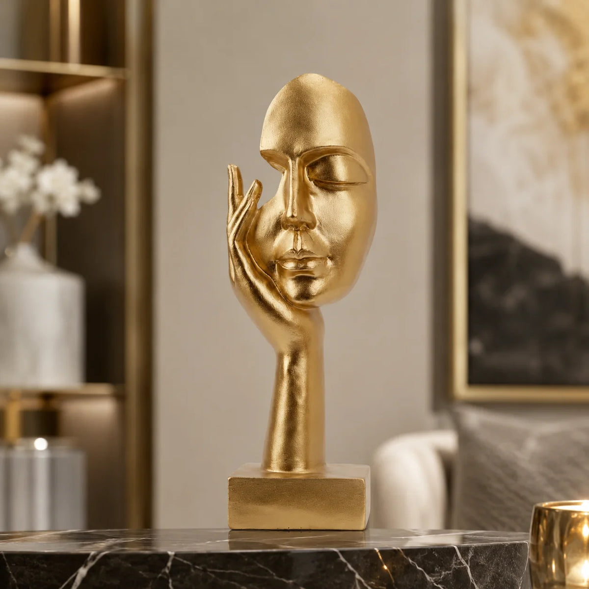 Nordic Abstract Anime Resin Eco-Friendly Face Mask Ornaments Living Room Wine Cabinet Decor Sculpture Figurine MegaBDM