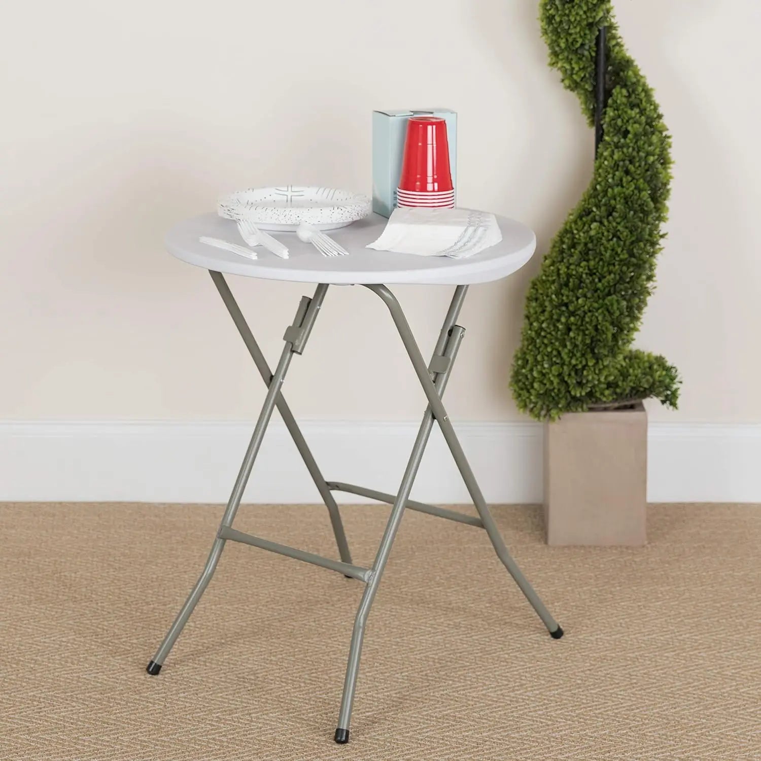 Wholesale HDPE Folding Round Dining Table Portable Banquet Indoor/Outdoor Bistro
