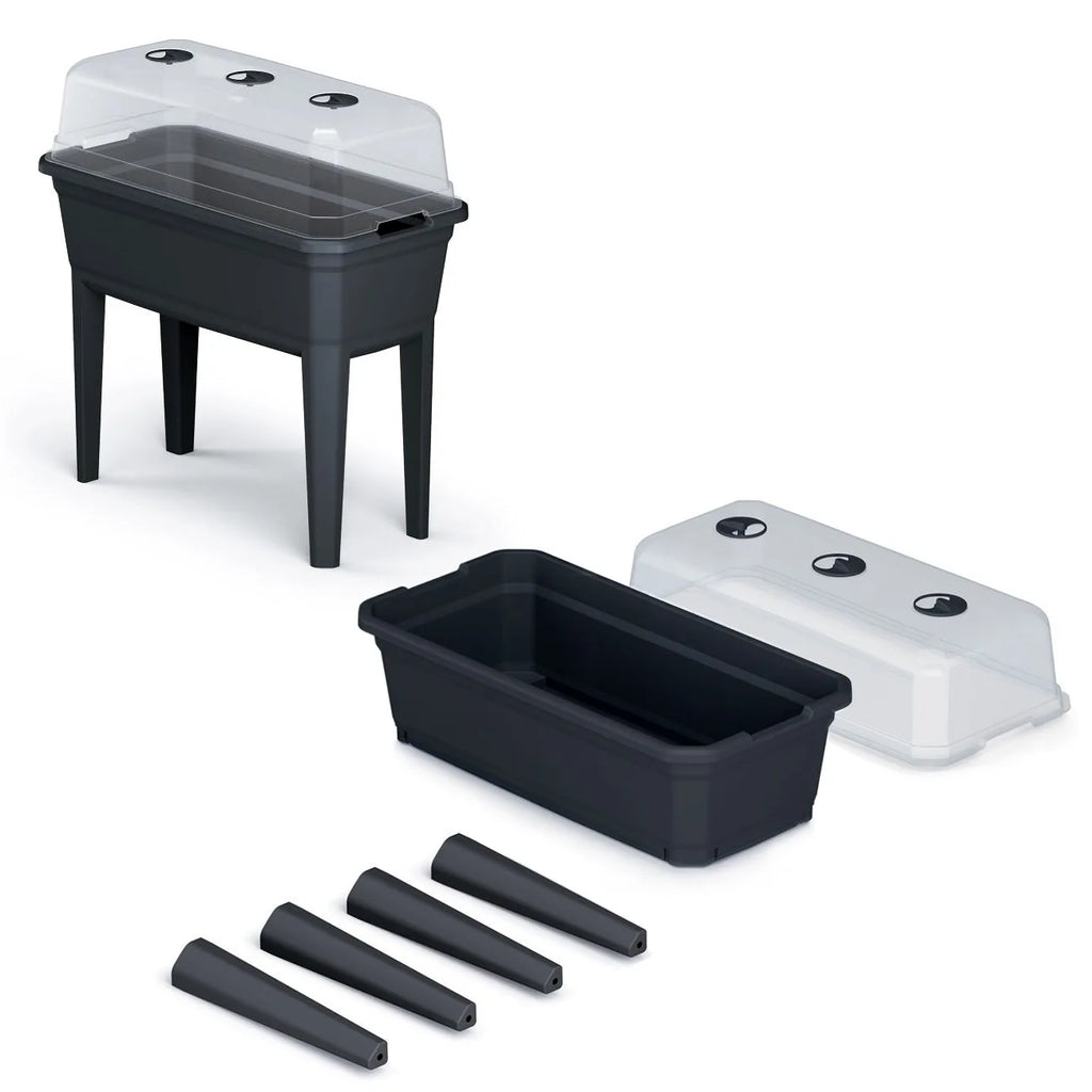 Prosperplast Respana Ecoline tall planter with cover made of anthracite-colored plastic 74.9 (length) x 36.8 (width) x 77.7