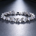 MOQ 2pcs Wholesale Cubic Zirconia Crystal Women Bridal Tennis Cz Heart Bracelet Wedding