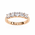 14K Solid Gold Round Five Stone Band Ring with Natural Diamond 0.3ct Each IGI Certified Wedding Band for Women
