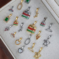 Waterproof Jewelry Stainless Steel Necklace Pendant Custom Cz Heart Charm Turtle Rainbow DIY Hamburger Pizza Pendant Accessories