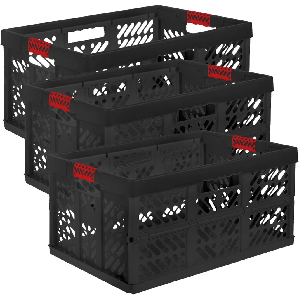 Keeper Set of 3 x 45 Liter Folding Boxes Ben Graphite and Red