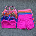 GC 2pcs Women's Yoga Shorts Suit With Chest Pad Sportswear Manufacturer Workout Clothing Fitness Woman Sport Set