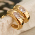 High Quality Texture Shiny Cubic Zirconia Stainless Steel Gold Plated Charm Earrings Waterproof Charm Fashion Earrings