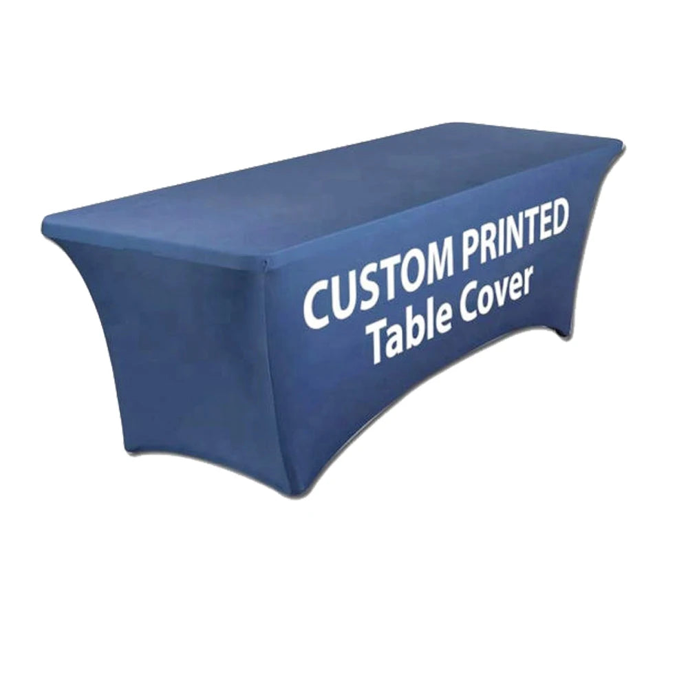 Trestle Fitted Tablecloths Wrinkle Free Tight Elastic Fabric Custom Spandex Table Cover for Event Display