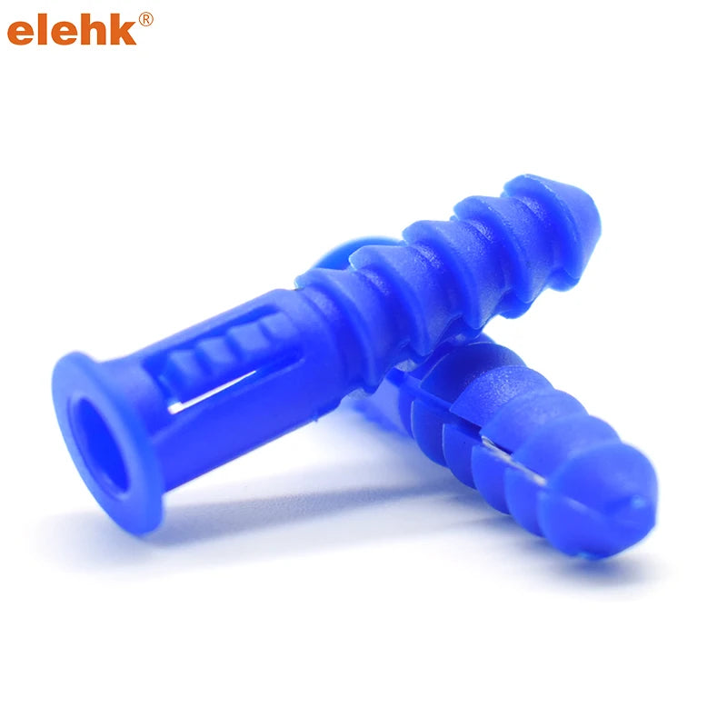 ELEKH Premium Quality Ribbed Plastic Anchors #8-10 X 1-1/4" Plastic Anchors Assorted for Concrete/Brick/Drywall 1500-Pack