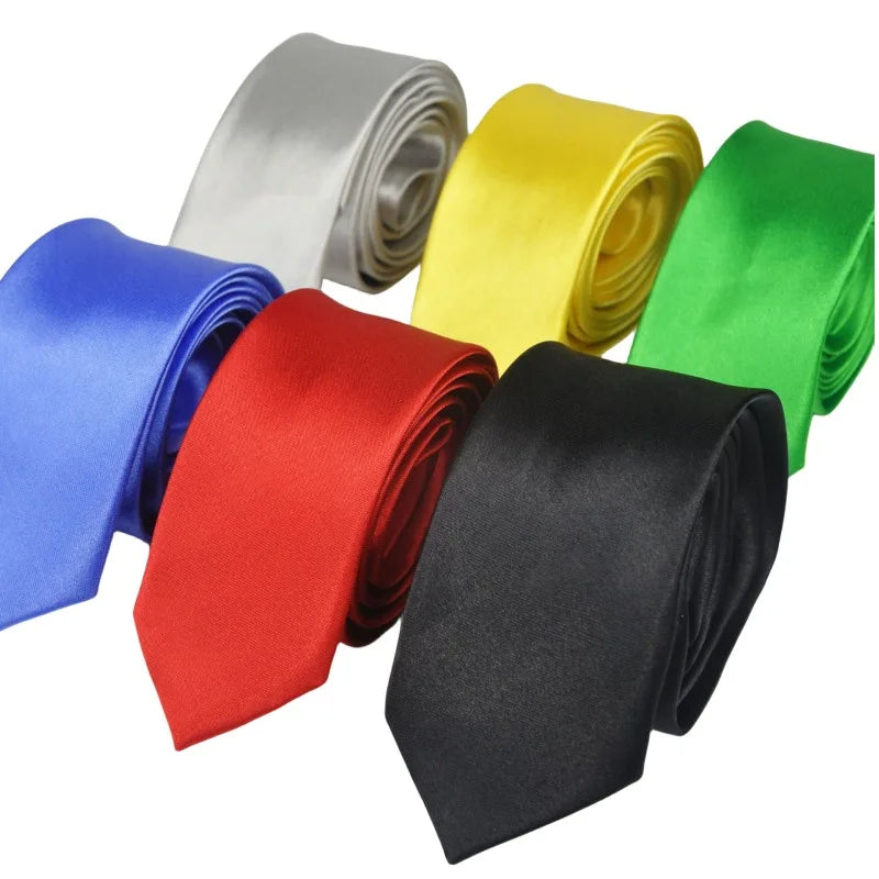 Pure Color Men's Shinny Satin Solid Color Ties Classic Wedding Business Formal Slim Neckties for Men by Raw to Fine