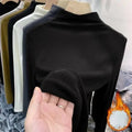 Double Sided German Velvet Warm Top Women's Half High Collar Solid Color Base Coat Women's Autumn and Winter Casual Shirt