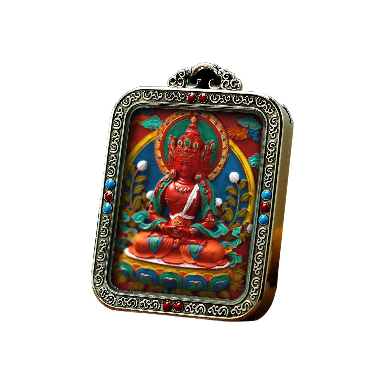 Custom  Premium Handpainted Regong Thangka Portable Thangka Pendant Vairocana Buddhist Pendants