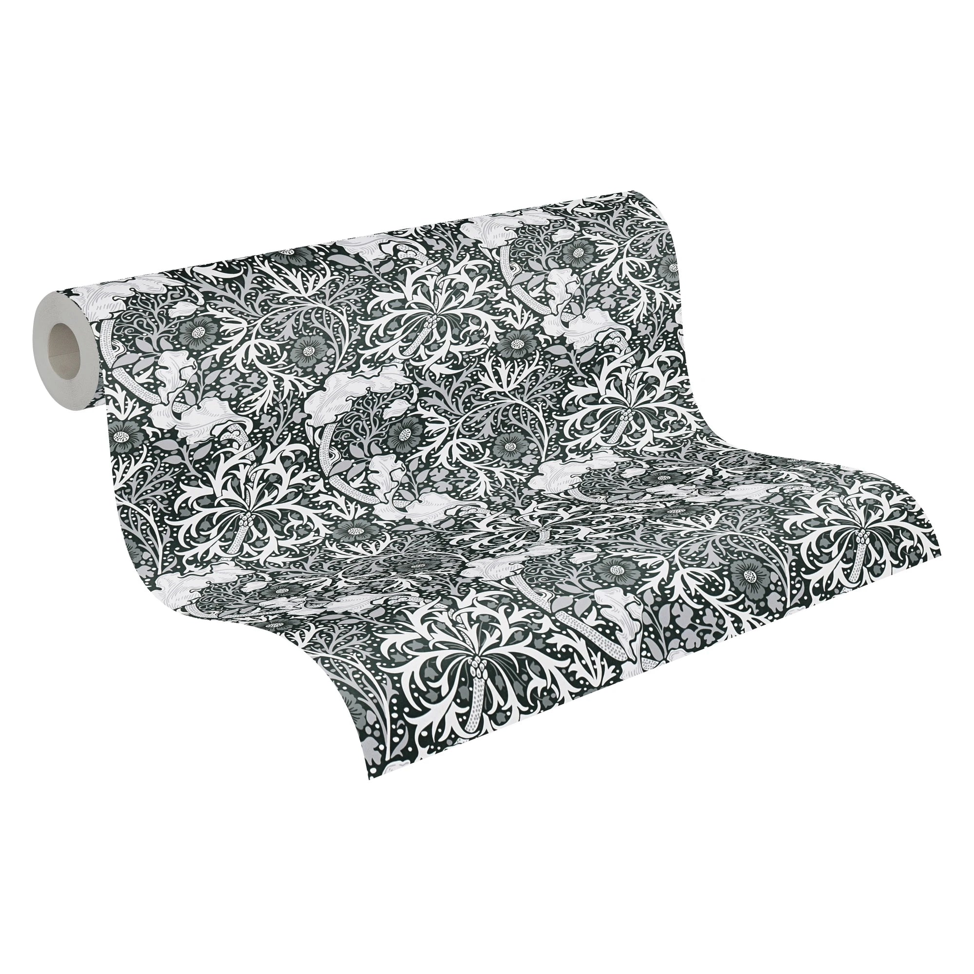 Made in Germany - Luxury Wallpaper rolls Flowers White Black Grey Non Woven Contract Wallpaper Floral - 1005 x 053 m