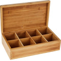Luxury Rectangular Premium Natural Wooden Organizer Laser Engraved Logo Classic Food Safe Bamboo Tea Storage Chest  for Kitchen